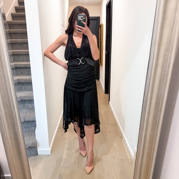 Finesse Dresses & Skirts - Vintage Y2K 90s Fairy Whimsigoth Backless Finesse Halter Asymmetrical Dress XL